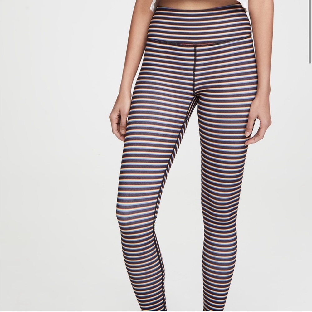 Spiritual Gangster Striped Leggings - Navy and White